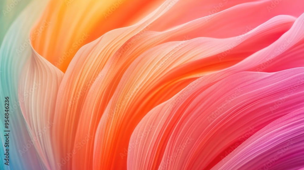 Poster close-up of delicate flower petals, focusing on the intricate patterns and vivid colors that make ea