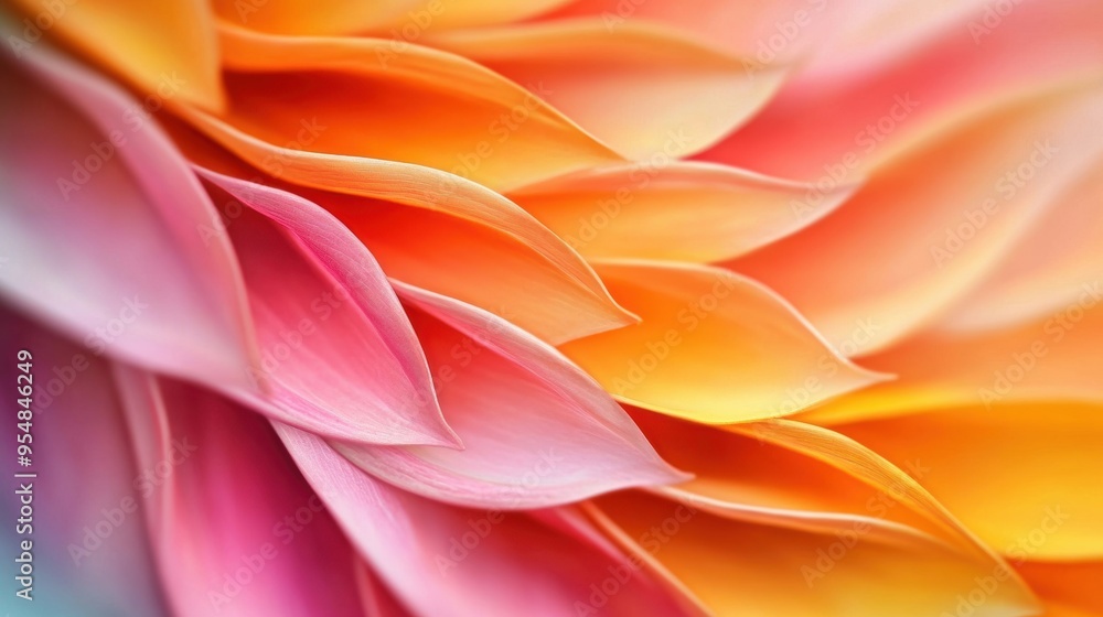 Poster close-up of delicate flower petals, focusing on the intricate patterns and vivid colors that make ea