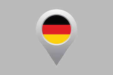 Germany flag with location sign, Germany flag vector graphic, National Germany flag, Vector illustration, Computer illustration
