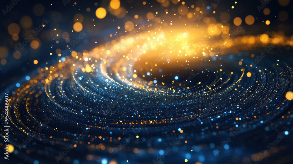 Poster close-up of swirling particles in motion, illuminated by soft light, a mesmerizing and abstract effe