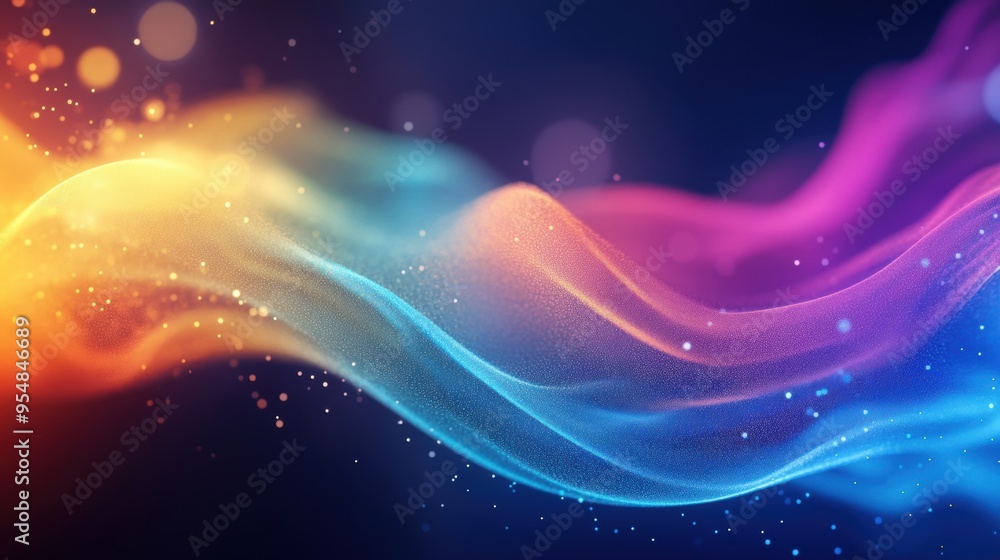 Aufkleber close-up of swirling particles in motion, illuminated by soft light, a mesmerizing and abstract effe