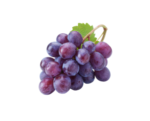 Bunch of fresh purple grapes with dewdrops isolated on transparent background