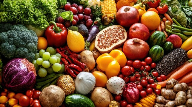 A vibrant image of healthy foods promoting balanced nutrition and its role in overall health
