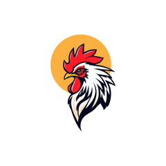 Rooster head mascot logo.  sports team mascot. Cock head illustration