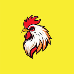 Rooster head mascot logo.  sports team mascot. Cock head illustration