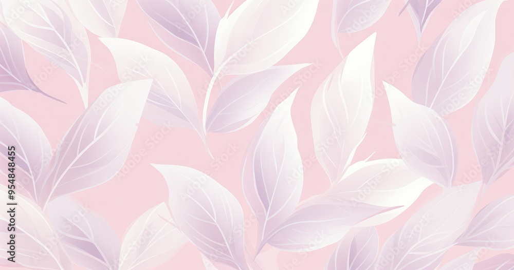 Poster a soft pink background adorned with delicate, translucent leaves, creating a serene and elegant patt
