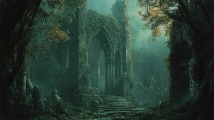 Naklejka premium Mystical Ruins in the Enchanted Forest