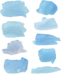 Set of watercolor stain. Spots on a white background. Watercolor texture with brush strokes. Gradients with overlay.	
