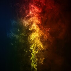 A pillar of smoke colored in the hues of the reggae flag