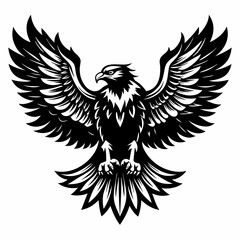 Eagle silhouette vector illustration, bird icon tattoo