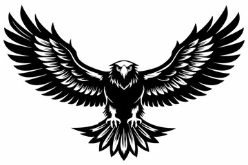 Eagle silhouette vector illustration, bird icon tattoo