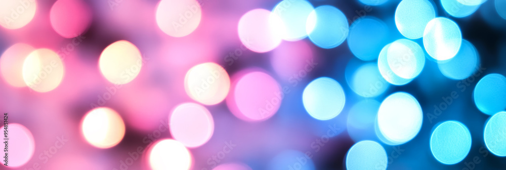Poster soft abstract background with blush pink and light blue blur bokeh lights gently diffusing for a del