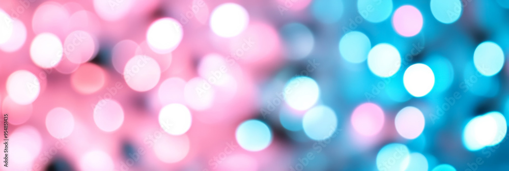 Poster soft abstract background with blush pink and light blue blur bokeh lights gently diffusing for a del