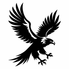 Eagle silhouette vector illustration, bird icon tattoo