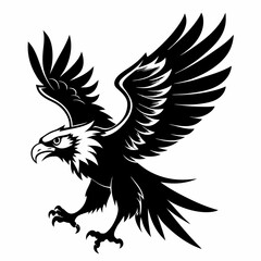 Eagle silhouette vector illustration, bird icon tattoo