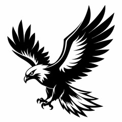 Eagle silhouette vector illustration, bird icon tattoo