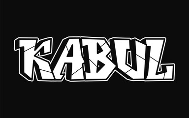 Kabul - single word, letters graffiti style. Vector hand drawn logo. Funny cool trippy word Kabul, fashion, graffiti style print t-shirt, poster concept