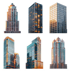 Fototapeta premium PNG modern office building element set, transparent background