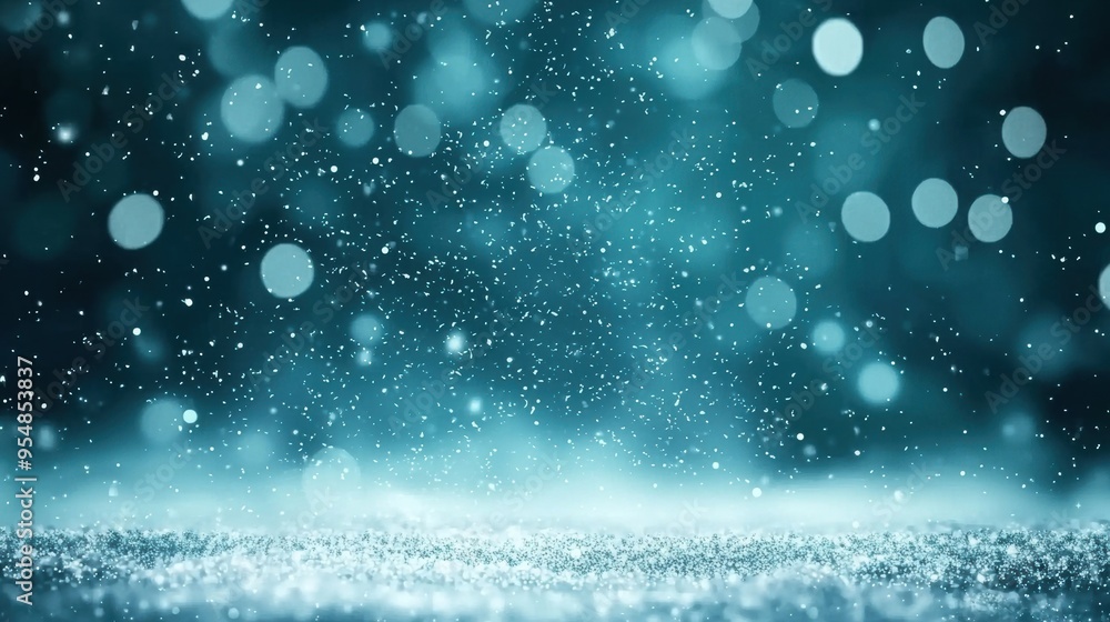 Poster high-quality 2d particle animation with a gentle snowfall effect, softly drifting particles that cre