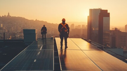 Rooftop View of the Vibrant City at Sunset