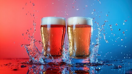 Beer Splash in Studio Lighting. AI generated illustration