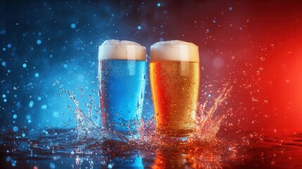 Beer Splash in Studio Lighting. AI generated illustration