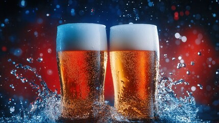 Beer Splash in Studio Lighting. AI generated illustration