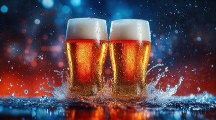 Beer Splash in Studio Lighting. AI generated illustration