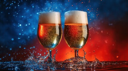 Beer Splash in Studio Lighting. AI generated illustration