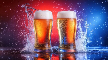 Beer Splash in Studio Lighting. AI generated illustration