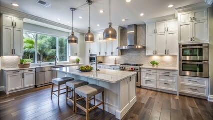 Suburban home in Westchase undergoes a modern kitchen renovation, boasting sleek appliances and crisp white cabinetry