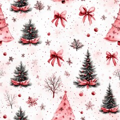 A rapping paper for chirstmas. the paper include small christmas trees, bows, snowflake