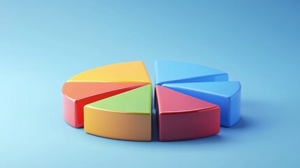 Obraz premium 3D pie chart segments floating in mid-air, bright background, business concept
