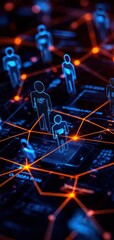 Obraz premium Abstract digital network with glowing figures representing connection and communication in a technology-driven world.