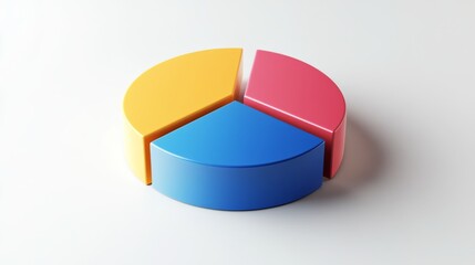Obraz premium A 3D pie chart on a white background, with one segment slightly pulled out to emphasize a specific data point or highlight.