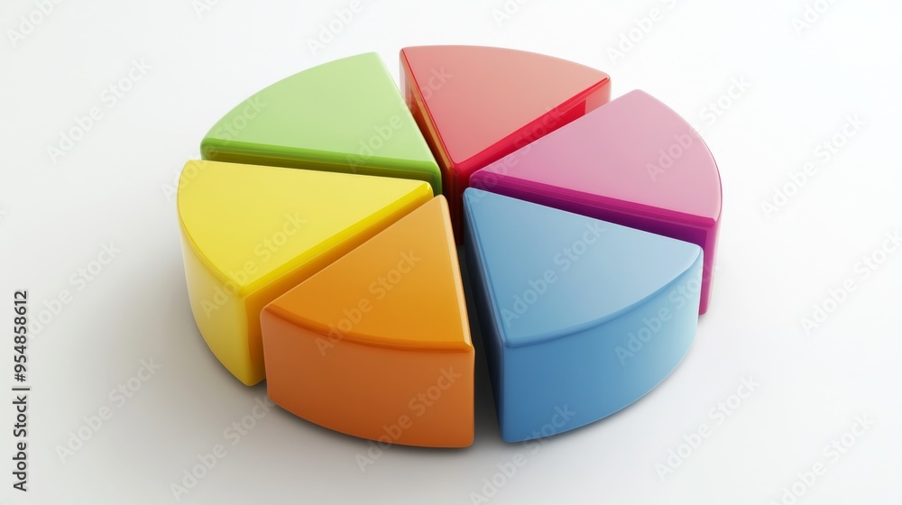 Poster a 3d pie chart on a white background, with one segment slightly pulled out to emphasize a specific d