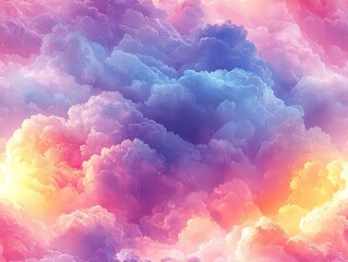 Soft, pastel-colored, seamless pattern with a cloud-like texture