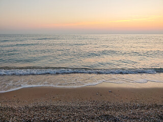 View of adriatic sea before sunrise in the Marche region, Italy