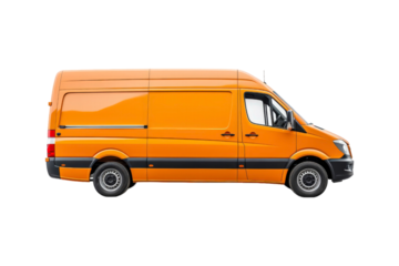 A cargo van for transportation services is isolated on a white background, suitable for mockups, advertising, logistics, and delivery concepts