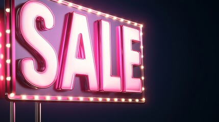 Luxurious Black Friday "SALE" sign, pink theme, glowing lights, 3D illustration