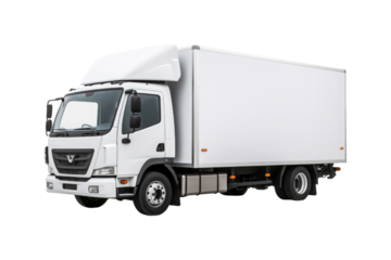 A cargo van for transportation services is isolated on a white background, suitable for mockups, advertising, logistics, and delivery concepts