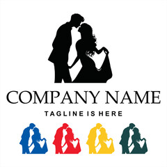 Man and a woman with long hair stand and kiss. Silhouette
Vector