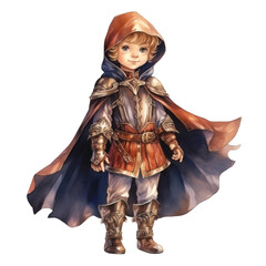 Obraz premium Young Boy in Red Hood and Armor