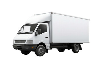 A cargo van for transportation services is isolated on a white background, suitable for mockups, advertising, logistics, and delivery concepts
