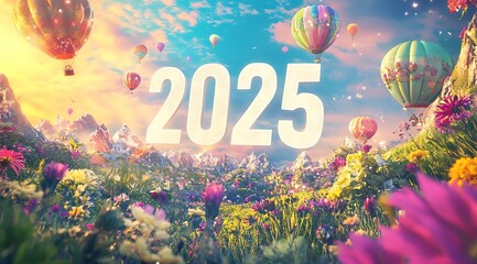 2025 New Year background with beautiful design, generative ai