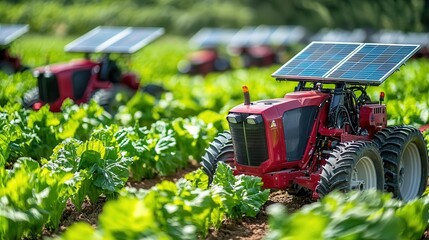 Solar-powered farm machinery in use showcasing renewable energy solutions in green agriculture