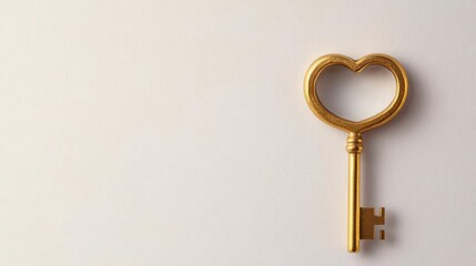 A golden key in a keyhole, with the keyhole shaped like a heart