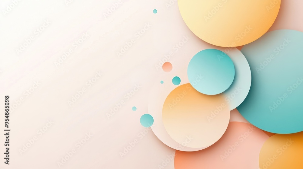 Poster overlapping circles and lines with a pastel color scheme, giving a soft and modern aesthetic