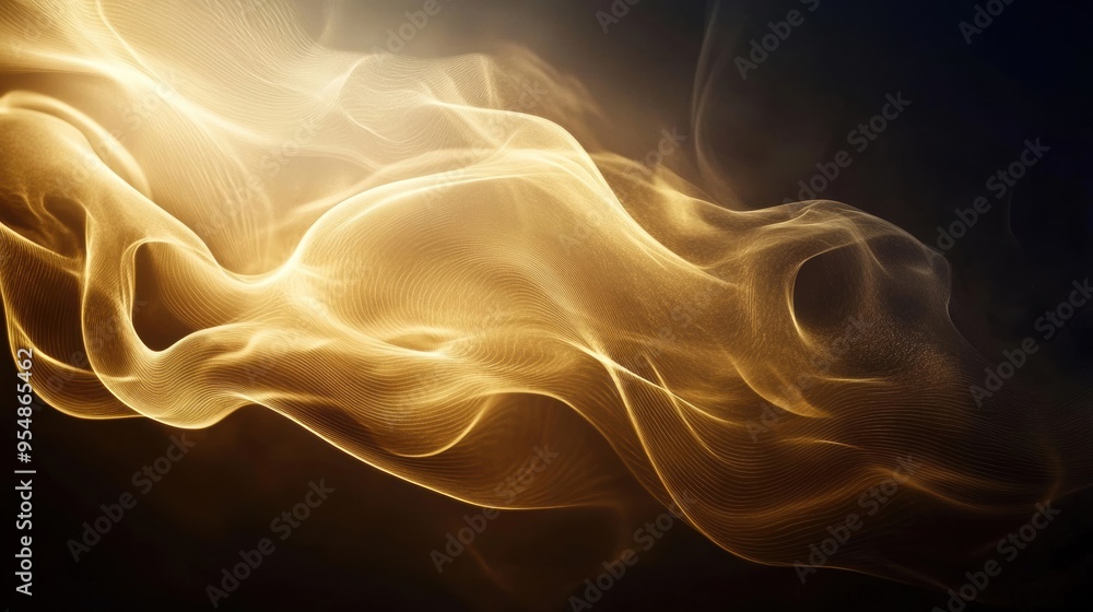 Poster swirling dust particles illuminated by a single light source, giving a mysterious and ethereal effec