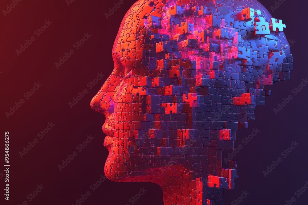 Aufkleber empathy circuit neural circuitry of love digital head with glowing neural connections symbolizing th